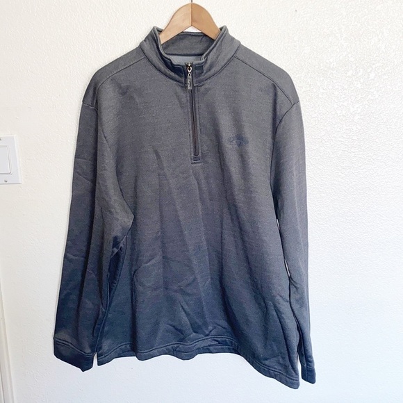 Callaway Mens Quarter Zip Banded Collar Heather Gray Long Sleeve Pullover - Picture 1 of 10